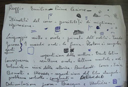 traccia delle prime lezioni del corso di scrittura creativa tenuto a Reggio Emilia (febbraio-aprile 1986)