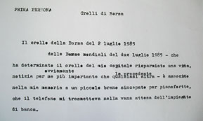 incipit del racconto Crolli di borsa