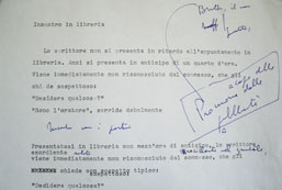 incipit del racconto Incontro in libreria, con correzioni a penna